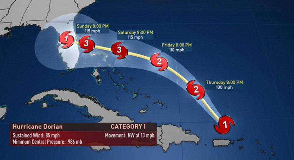 Declaran estado de emergencia en Miami por huracán Dorian