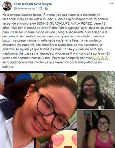 Por redes sociales se difundió información sobre la búsqueda de la menor Dennis Guadalupe A. P. (Foto: Redes Sociales)