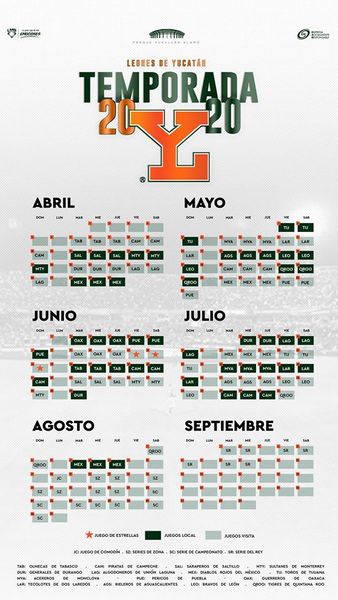 Calendario de la venidera temporada de la Liga Mexicana.