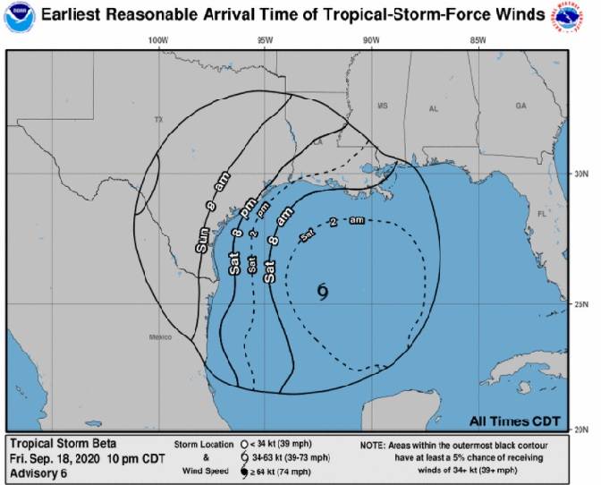 Posible avance de la tormenta Beta en el Golfo de México