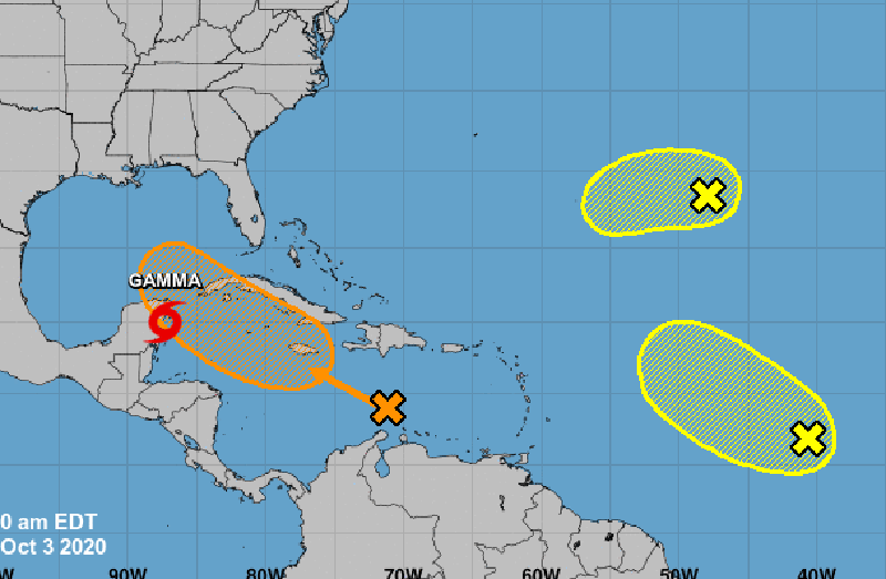 Trayectoria De La Tormenta Tropical Gamma De Peso Yucatan