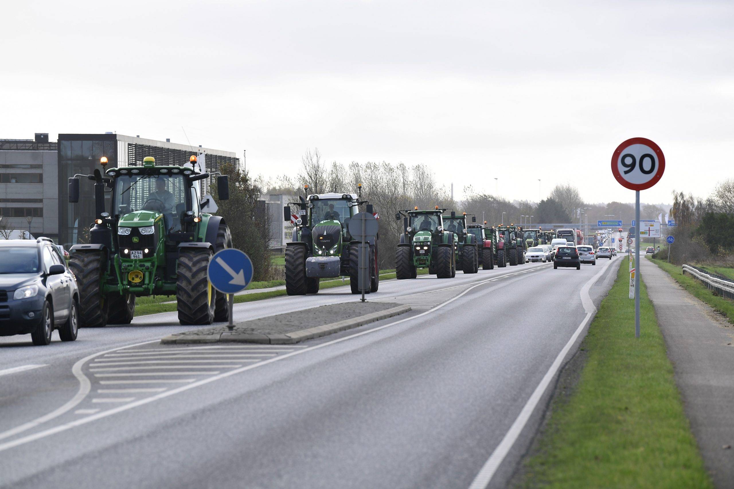 Protesta de granjeros de visones en Holstebro, dentro dee Jutland, Dinamarca