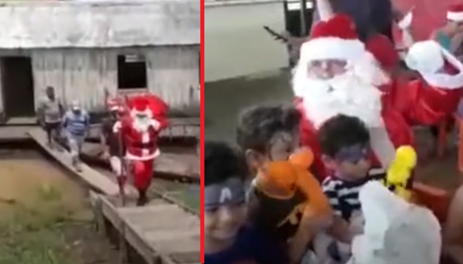 Santa Claus reparte regalos en el mero Amazonas (video)